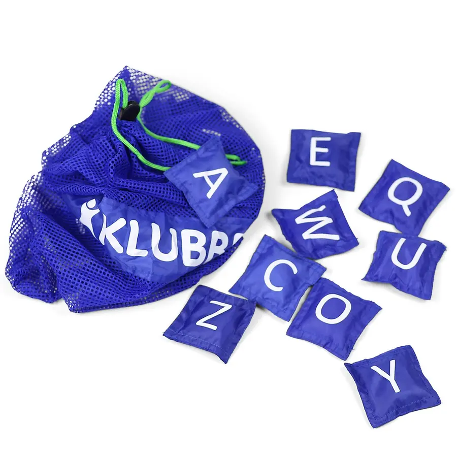 30 beanbags 7,6*7,6 - English letters Nylon - print both sides 