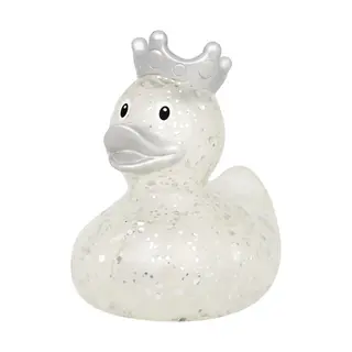 GLITTER DUCK WITH CROWN, SILVER