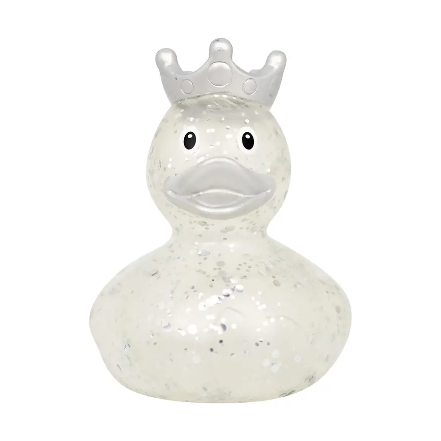 GLITTER DUCK WITH CROWN, SILVER 